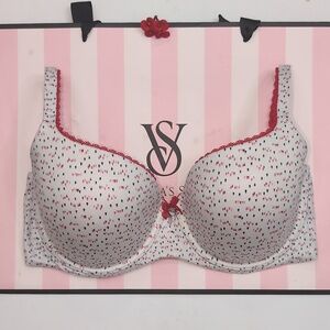 Victoria's Secret White Red Dot Print and Red Trim Body By Victoria size34DD